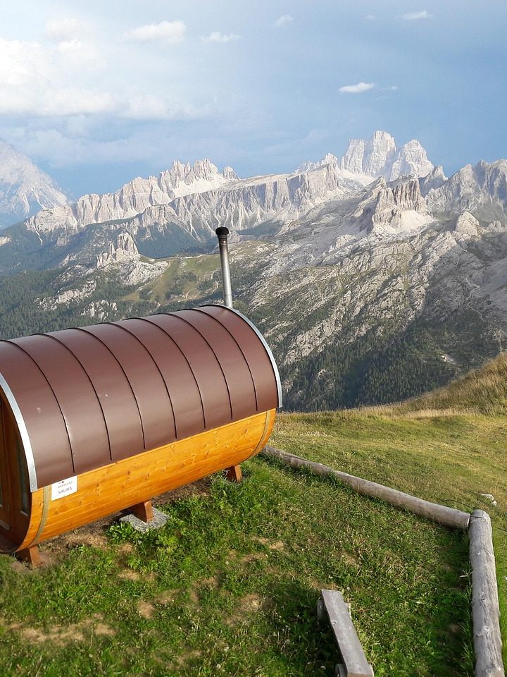 cottage sauna, dolomites, mountains, nature, sauna, original places